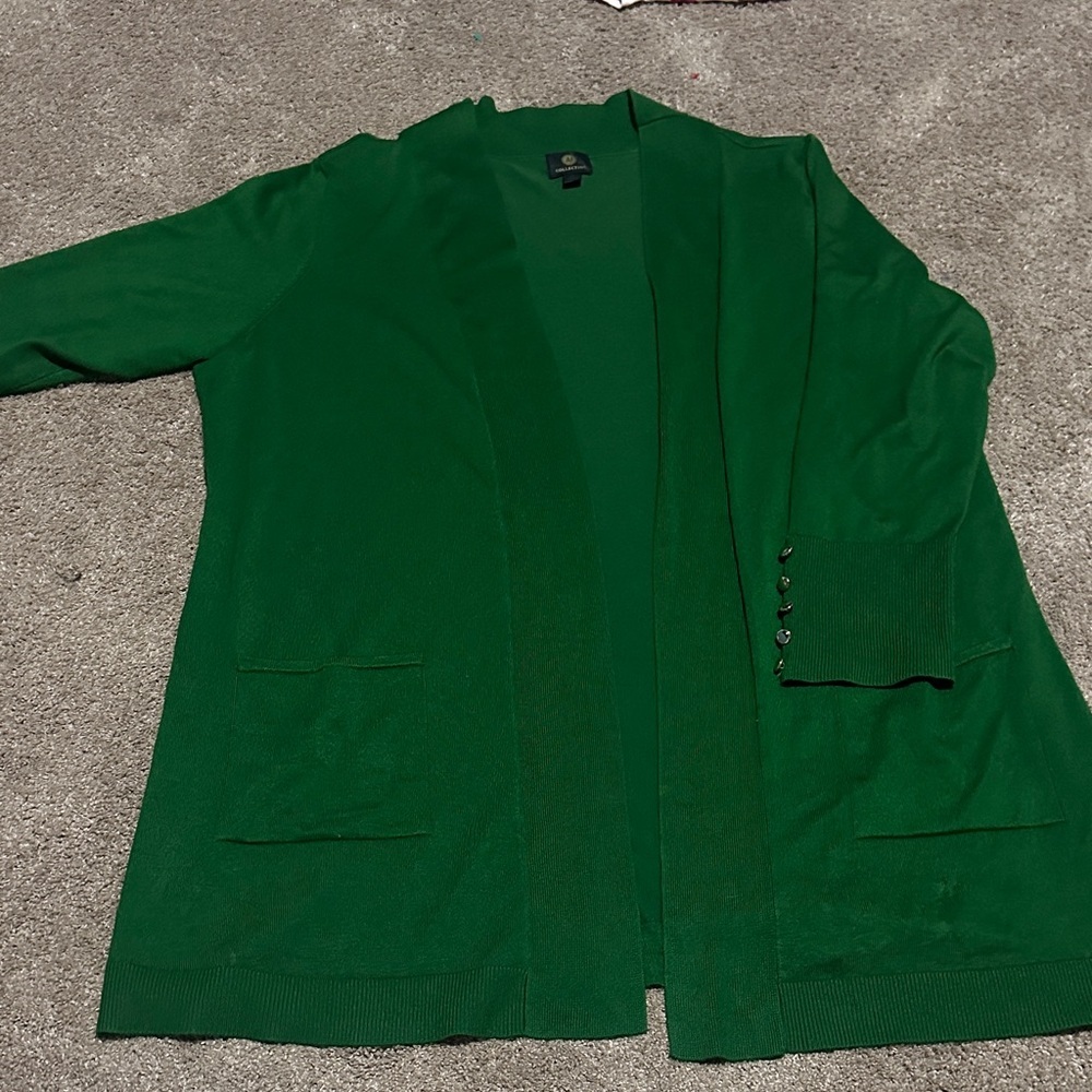 Green Cardigan with Button Detail